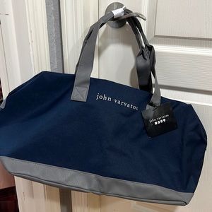 john barbaros blue/gray canvas duffle